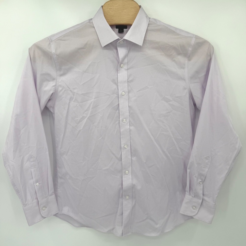 J.Crew Dress Shirt Men L Lavender‎ Slim Re-Imagined Cotton Stretch Long Sleeve